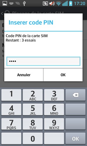 Saisissez le code PIN actuel de votre carte SIM et sélectionnez OK