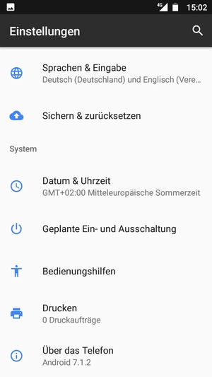 Scrollen Sie und wählen Sie Über das
Telefon