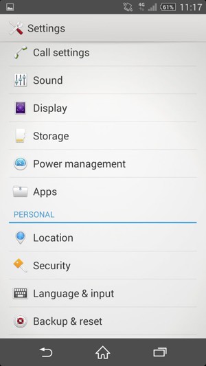Scroll to and select Power management