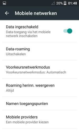 Selecteer Data-roaming