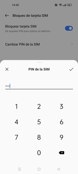 Introduzca PIN actual para esta tarjeta SIM y seleccione Aceptar