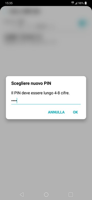 Inserisci Nuovo PIN della SIM e seleziona OK