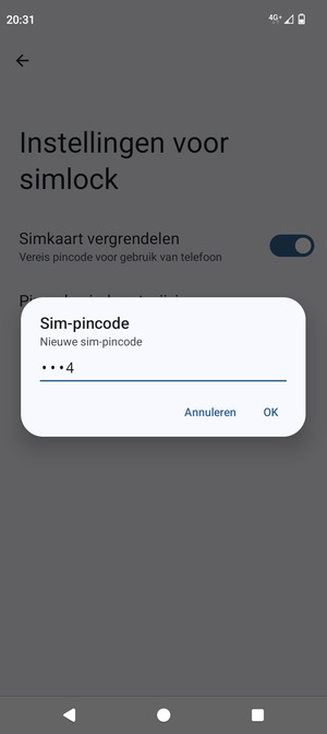 Voer uw Nieuwe simpincode in en selecteer OK