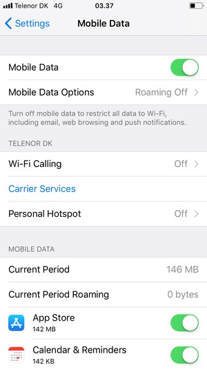 Select Mobile Data Options