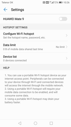 Seleziona Configure Wi-Fi hotspot
