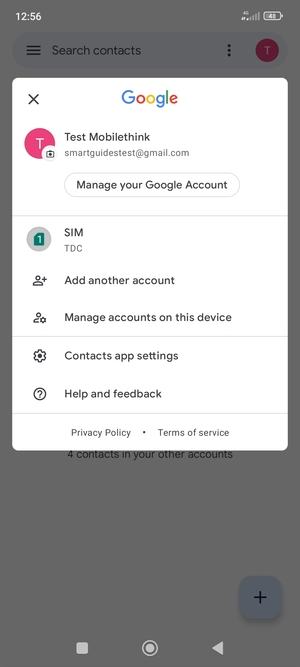 Select Contact app settings