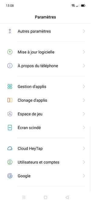 Faites défiler et sélectionnez Mise à jour logicielle