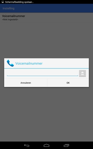 Voer het Voicemailnummer in en selecteer OK