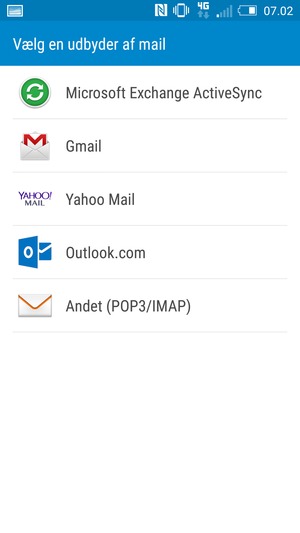 Vælg Gmail eller Outlook.com (Hotmail)