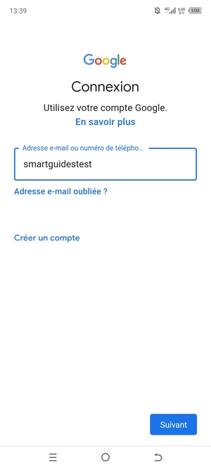 Saisissez votre adresse Gmail et sélectionnez Suivant