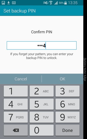 Confirm your backup PIN and select OK