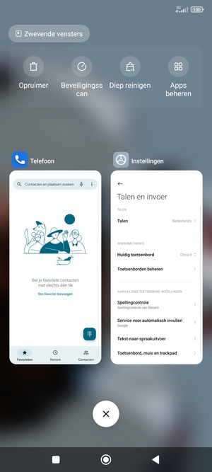 Selecteer het Verwijderen-pictogram om alle actieve apps te sluiten