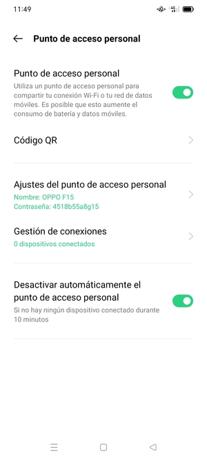 El teléfono ha sido configurado para su uso como módem