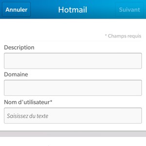 Saisissez vos informations Hotmail