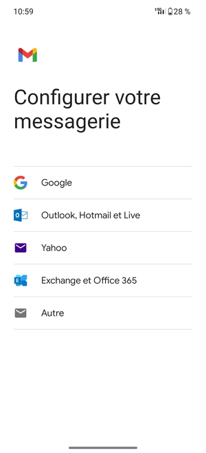 Sélectionnez Outlook, Hotmail et Live