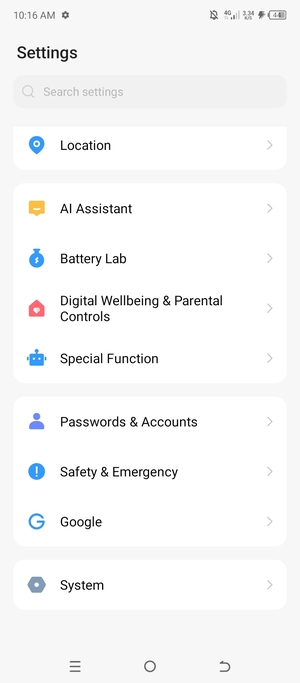 Return to the Settings menu and select Passwords & Accounts