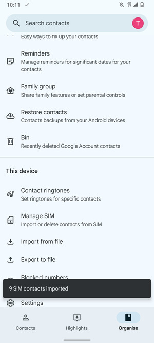 Your contacts will be saved to your Google account and saved to your phone the next time Google is synced.