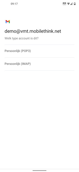 Selecteer Persoonlijk (POP3) of Persoonlijk (IMAP)