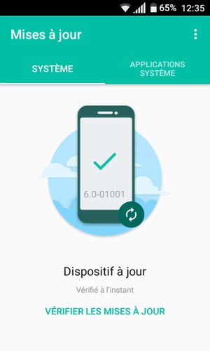 Si votre téléphone est à jour, vous verrez l'écran suivant