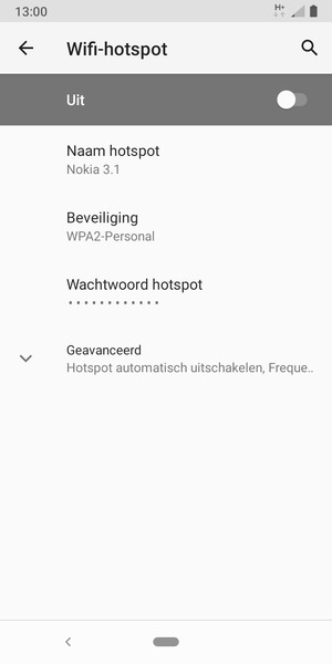Selecteer Wachtwoord hotspot
