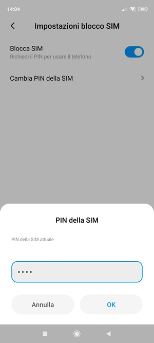 Inserisci PIN della SIM attuale e seleziona OK