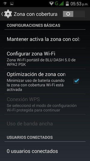 Seleccione Configurar zona Wi-Fi 