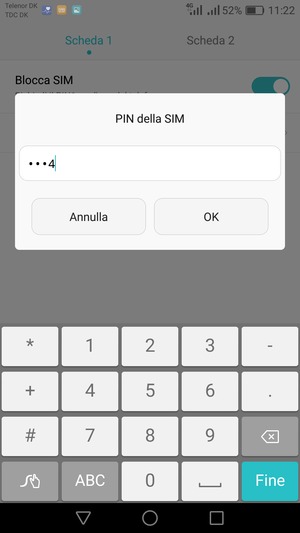 Inserisci PIN della SIM attuale e seleziona OK