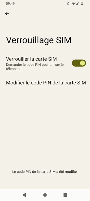 Votre Code PIN de la carte SIM a été modifié