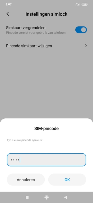 Bevestig uw nieuwe SIM-pincode en selecteer OK