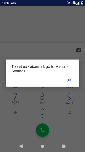 If your voicemail is not set up select OK