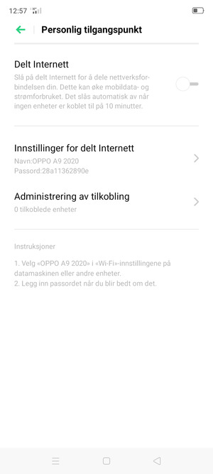 Slå på Delt Internett