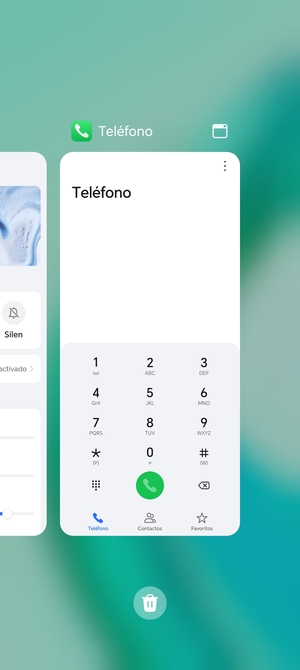 Seleccione el icono Eliminar para cerrar todas las aplicaciones en ejecución