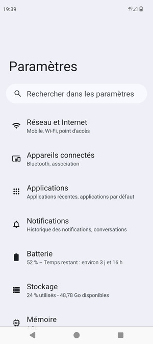 Sélectionnez Réseau et Internet