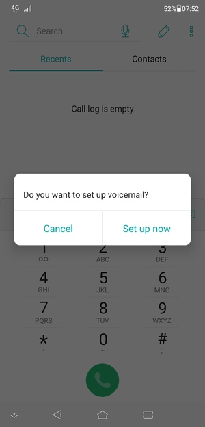 If your voicemail is not set up, select Set up now