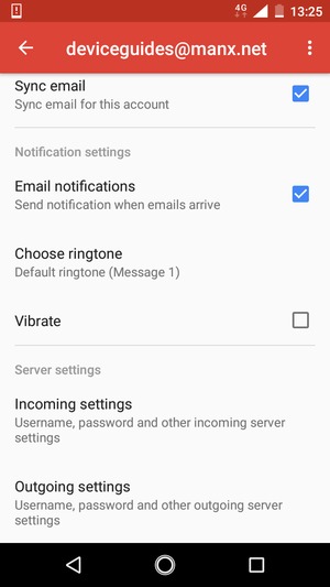 Scroll to and select Incoming settings