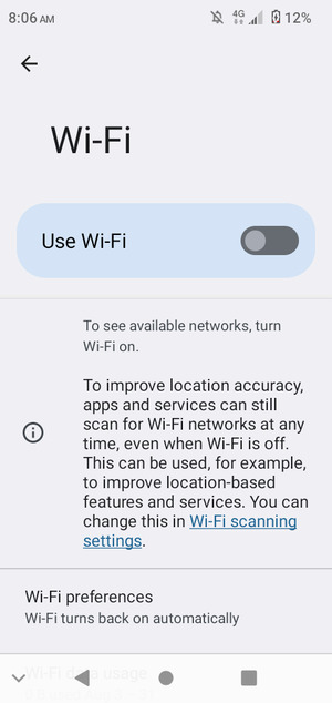 Select Use Wi-Fi