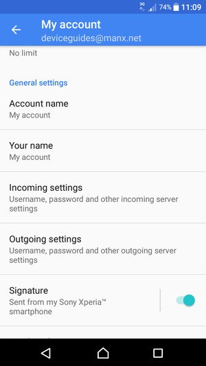 Select Incoming settings