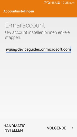 Voer uw e-mailadres in en selecteer HANDMATIG INSTELLEN