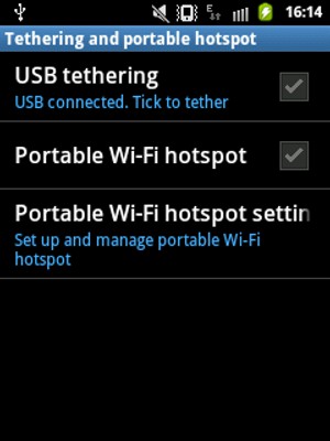 Select Portable Wi-Fi hotspot settings