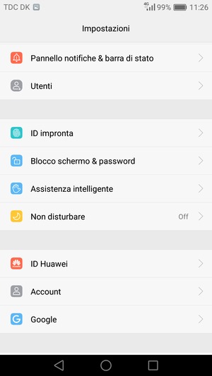 Per attivare il blocco dello schermo, vai al menu Impostazioni e seleziona Blocco schermo & password