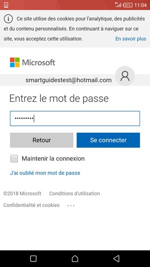 Saisissez votre mot de passe et sélectionnez Se connecter