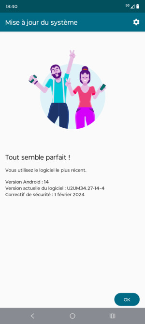 Si votre téléphone est à jour, sélectionnez OK