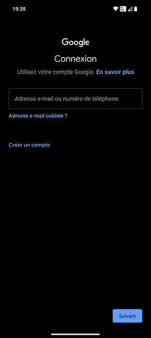 Saisissez votre adresse Gmail et sélectionnez Suivant