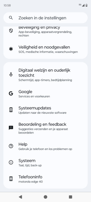 Scroll naar en selecteer Systeemupdates