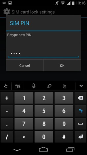 Confirm your New SIM PIN and select OK