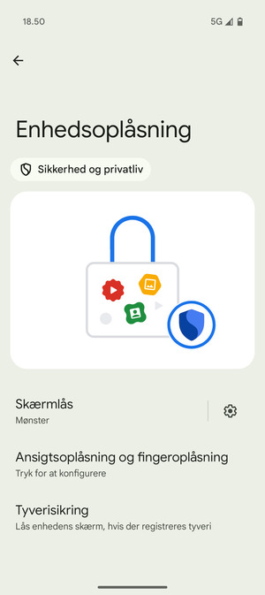 Din telefon er nu sikret med en skærmlås