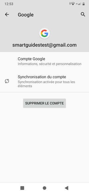 Sélectionnez Synchronisation du compte