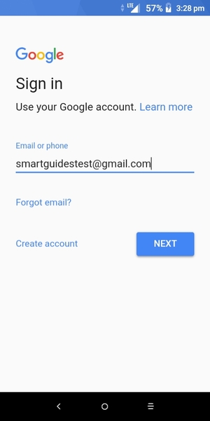 Enter your Gmail  address and select NEXT