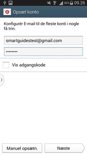 Indtast din e-mailadresse og adgangskode. Vælg Næste