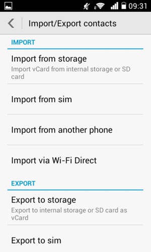 Select Import from sim